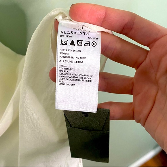 NWOT All Saints White Silk Dress - Picture 6 of 6